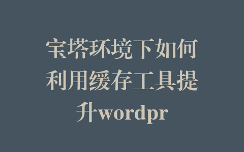 宝塔环境下如何利用缓存工具提升wordpress网站的访问速度